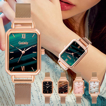 Women's watch alloy mesh with small green watch